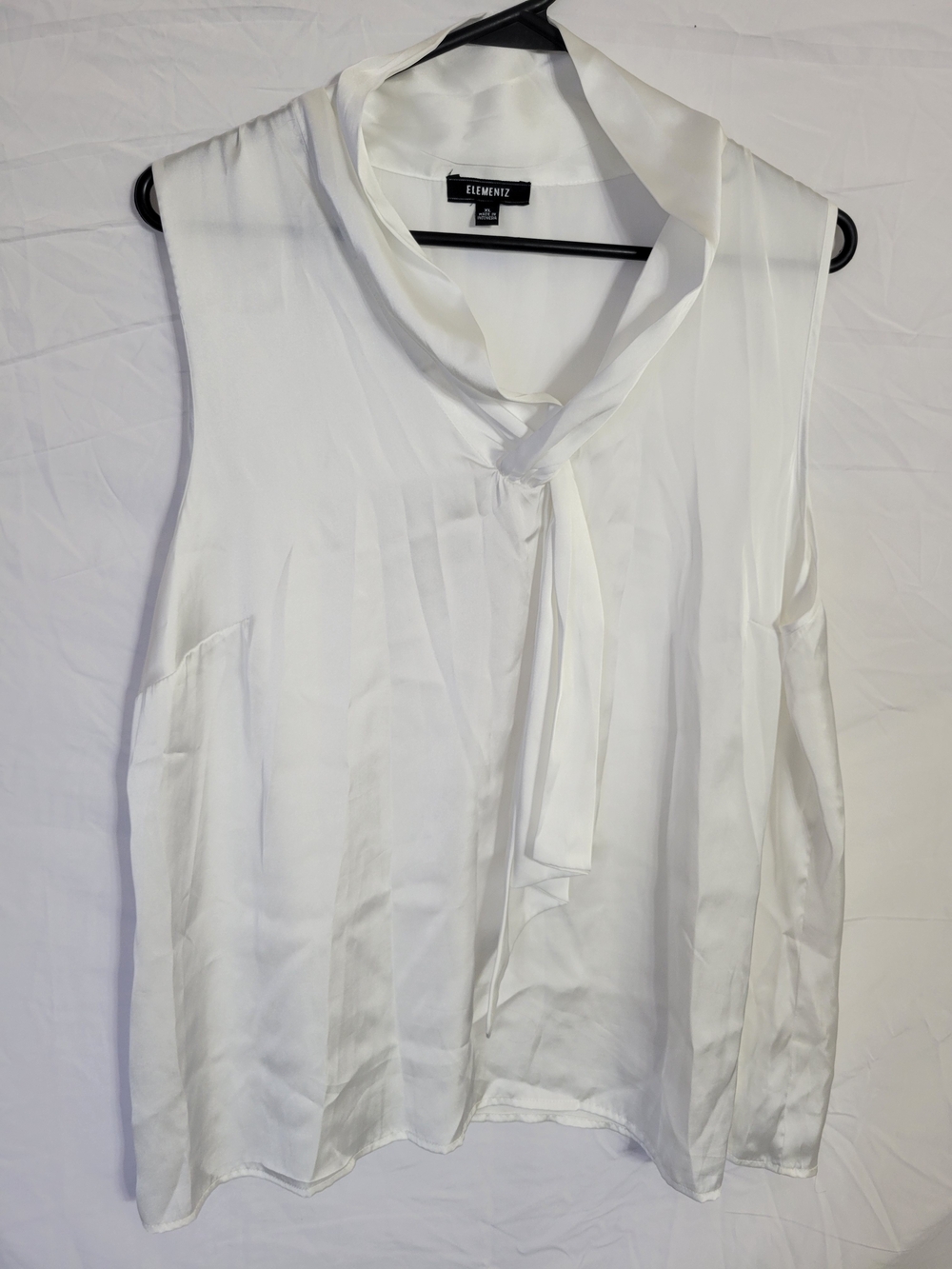 Elementz White Sleeveless Tie-Neck Blouse